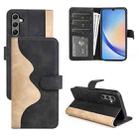 For Samsung Galaxy A24 4G / 5G Stitching Horizontal Flip Leather Phone Case(Black) - 1