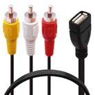 JUNSUNMAY USB Female to 3 x RCA Male Audio Video Splitter Cable, Length:0.2m - 1