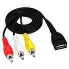 JUNSUNMAY USB Female to 3 x RCA Male Audio Video Splitter Cable, Length:1.5m - 1