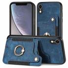 For iPhone XR Retro Skin-feel Ring Multi-card Wallet Phone Case(Blue) - 1