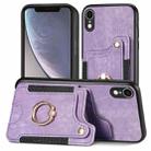 For iPhone XR Retro Skin-feel Ring Multi-card Wallet Phone Case(Purple) - 1