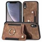 For iPhone XR Retro Skin-feel Ring Multi-card Wallet Phone Case(Brown) - 1