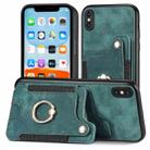 For iPhone XS Max Retro Skin-feel Ring Multi-card Wallet Phone Case(Green) - 1