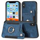 For iPhone 7 Plus / 8 Plus Retro Skin-feel Ring Multi-card Wallet Phone Case(Blue) - 1
