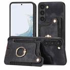 For Samsung Galaxy S23 5G Retro Skin-feel Ring Multi-card Wallet Phone Case(Black) - 1