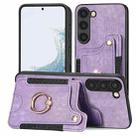 For Samsung Galaxy S23 5G Retro Skin-feel Ring Multi-card Wallet Phone Case(Purple) - 1