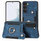 For Samsung Galaxy S23+ 5G Retro Skin-feel Ring Multi-card Wallet Phone Case(Blue) - 1