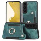 For Samsung Galaxy S22 5G Retro Skin-feel Ring Multi-card Wallet Phone Case(Green) - 1