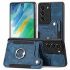For Samsung Galaxy S21 FE 5G Retro Skin-feel Ring Multi-card Wallet Phone Case(Blue) - 1
