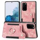 For Samsung Galaxy S20+ Retro Skin-feel Ring Multi-card Wallet Phone Case(Pink) - 1