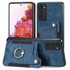 For Samsung Galaxy S20 FE Retro Skin-feel Ring Multi-card Wallet Phone Case(Blue) - 1