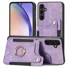 For Samsung Galaxy A54 5G Retro Skin-feel Ring Multi-card Wallet Phone Case(Purple) - 1
