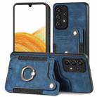 For Samsung Galaxy A33 5G Retro Skin-feel Ring Multi-card Wallet Phone Case(Blue) - 1