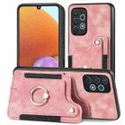 For Samsung Galaxy A32 4G Retro Skin-feel Ring Multi-card Wallet Phone Case(Pink) - 1