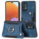 For Samsung Galaxy A32 4G Retro Skin-feel Ring Multi-card Wallet Phone Case(Blue) - 1