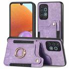 For Samsung Galaxy A32 4G Retro Skin-feel Ring Multi-card Wallet Phone Case(Purple) - 1
