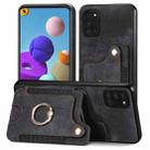 For Samsung Galaxy A21s Retro Skin-feel Ring Multi-card Wallet Phone Case(Black) - 1