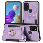 For Samsung Galaxy A21s Retro Skin-feel Ring Multi-card Wallet Phone Case(Purple) - 1