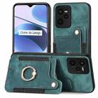 For Realme C35 Retro Skin-feel Ring Multi-card Wallet Phone Case(Green) - 1