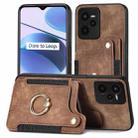 For Realme C35 Retro Skin-feel Ring Multi-card Wallet Phone Case(Brown) - 1