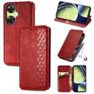 For OnePlus Nord CE 3 Lite Cubic Grid Pressed Magnetic Leather Phone Case(Red) - 1