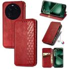 For OPPO Find X6 Cubic Grid Pressed Magnetic Leather Phone Case(Red) - 1