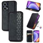 For Redmi Note 12 Turbo Cubic Grid Pressed Magnetic Leather Phone Case(Black) - 1
