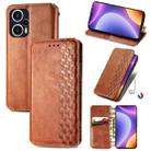 For Redmi Note 12 Turbo Cubic Grid Pressed Magnetic Leather Phone Case(Brown) - 1