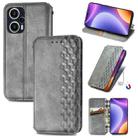 For Redmi Note 12 Turbo Cubic Grid Pressed Magnetic Leather Phone Case(Gray) - 1