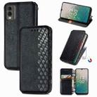 For Nokia C32 Cubic Grid Pressed Magnetic Leather Phone Case(Black) - 1