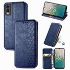 For Nokia C32 Cubic Grid Pressed Magnetic Leather Phone Case(Blue) - 1