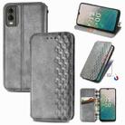 For Nokia C32 Cubic Grid Pressed Magnetic Leather Phone Case(Gray) - 1