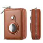 For AirTag Zipper Wallet Protective Cover Case(Brown) - 1