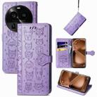 For OPPO Find X6 Pro Cat and Dog Embossed Leather Phone Case(Purple) - 1