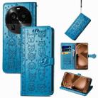 For OPPO Find X6 Pro Cat and Dog Embossed Leather Phone Case(Blue) - 1