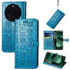 For OPPO Find X6 Cat and Dog Embossed Leather Phone Case(Blue) - 1