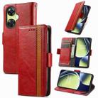 For OnePlus Nord CE 3 Lite CaseNeo Splicing Dual Magnetic Buckle Leather Phone Case(Red) - 1