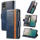 For Nokia C32 CaseNeo Splicing Dual Magnetic Buckle Leather Phone Case(Blue) - 1