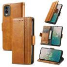 For Nokia C32 CaseNeo Splicing Dual Magnetic Buckle Leather Phone Case(Khaki) - 1