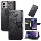 For Motorola Moto G Stylus 5G 2023 Butterfly Love Flower Embossed Leather Phone Case(Black) - 1
