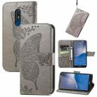 For Nokia C3 Butterfly Love Flower Embossed Leather Phone Case(Gray) - 1