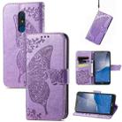 For Nokia C3 Butterfly Love Flower Embossed Leather Phone Case(Lavender) - 1