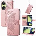 For OnePlus Nord CE 3 Lite Butterfly Love Flower Embossed Leather Phone Case(Rose Gold) - 1