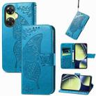 For OnePlus Nord CE 3 Lite Butterfly Love Flower Embossed Leather Phone Case(Blue) - 1
