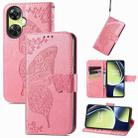 For OnePlus Nord CE 3 Lite Butterfly Love Flower Embossed Leather Phone Case(Pink) - 1