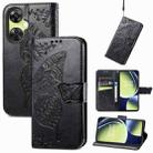 For OnePlus Nord CE 3 Lite Butterfly Love Flower Embossed Leather Phone Case(Black) - 1