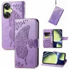 For OnePlus Nord CE 3 Lite Butterfly Love Flower Embossed Leather Phone Case(Lavender) - 1