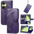 For OnePlus Nord CE 3 Lite Butterfly Love Flower Embossed Leather Phone Case(Purple) - 1