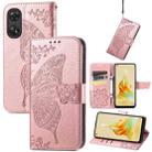 For OPPO Reno8 T 4G Butterfly Love Flower Embossed Leather Phone Case(Rose Gold) - 1