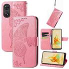 For OPPO Reno8 T 4G Butterfly Love Flower Embossed Leather Phone Case(Pink) - 1